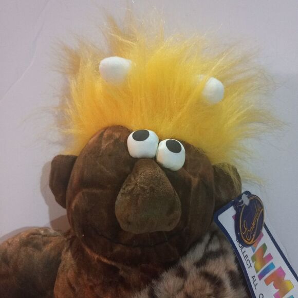 VINTAGE Rare Manimals Plush Caveman 15" Stuffed Doll Toy With Tags - Picture 2 of 8